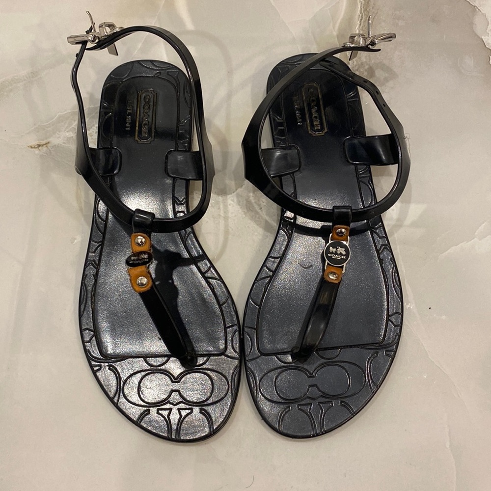 Black coach thong style sandals - size 5